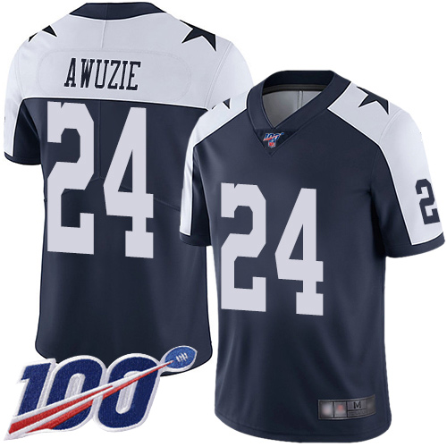 Men Dallas Cowboys Limited Navy Blue Chidobe Awuzie Alternate #24 100th Season Vapor Untouchable Throwback NFL Jersey->women nfl jersey->Women Jersey